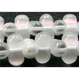 Cats eye beads, peanut, White, 6x12mm, 78beads per st. [CATE-PNT-4-6X12]