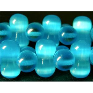 Cat eye beads, peanut, aqua, 6x12mm, 78beads per st. [CATE-PNT-6-6X12]