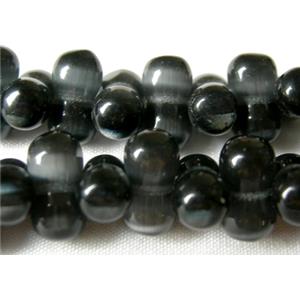 Cats eye beads, peanut, metallic grey, 6x12mm, 78beads per st. [CATE-PNT-7-6X12]