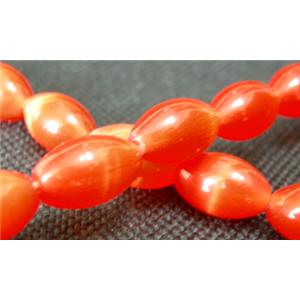 Cats eye beads, rice, Ruby red, 8x5mm, 50 beads per st. [CATE-RICE-1-8X5]