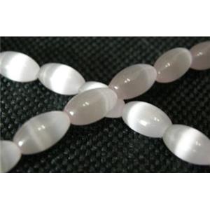 Cats eye beads, rice, white, 8x5mm, 50 beads per st. [CATE-RICE-11-8X5]
