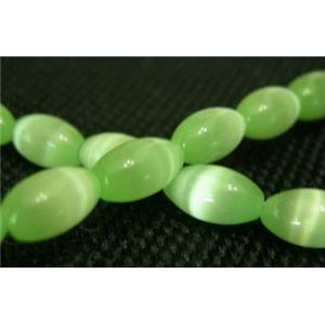 Cats eye beads, rice, green, 8x5mm, 50 beads per st. [CATE-RICE-17-8X5]