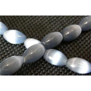 Cats eye beads, rice, metallic grey, 8x5mm, 50 beads per st. [CATE-RICE-26-8X5]