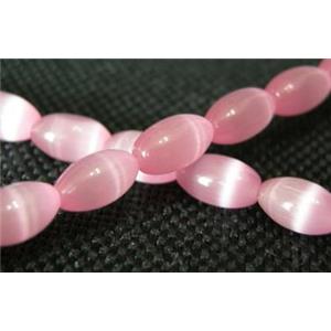 Cats eye beads, rice shape, pink, 8x5mm, 50 beads per st. [CATE-RICE-8-8X5]
