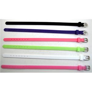 Rubber bracelet Strap, resizable, mixed color, 8mm wide, 21mm length [FGOTH18]