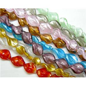 Mix Handmade Twist Silver Foil Glass Bead, 15x20mm, 20 beads per st. [FGSTW15X20-MIX]
