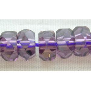 hand-faceted rondelle Glass Beads, amethyst, 3x6mm, 114beads per st [GSBFRDL3X6MM04]