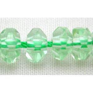 hand-faceted rondelle Glass Beads, lt.green, 3x6mm, 114beads per st [GSBFRDL3X6MM05]
