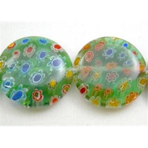 Coin Round Millefiori Glass Beads Multi Flower, 18mm dia, 22pcs per st. [MG-CRD18MM-M04]