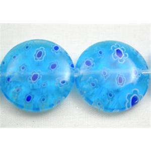 Coin Round Millefiori Glass Beads Multi Flower, 18mm dia, 22pcs per st. [MG-CRD18MM-M16]