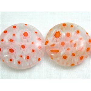 Coin Round Millefiori Glass Beads Multi Flower, 18mm dia, 22pcs per st. [MG-CRD18MM-M18]