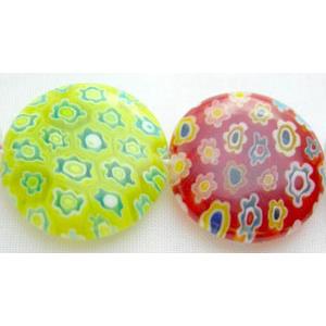 Mix Coin Round Millefiori Glass Beads Multi Flower, 18mm dia.20pcs per st. [MG-MIXCRD18MM-M19]