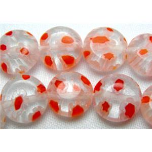 16 inch string flat round multi flower millefiori glass, 8mm diameter [MG-FRD-8MM-M18]