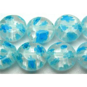 16 inch string flat round multi flower millefiori glass, 8mm diameter [MG-FRD-8MM-M21]