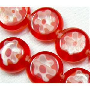 Flat round Millefiori glass-single flower, 8mm dia, 50beads per st. [MG-SFRD-8MM-S03]