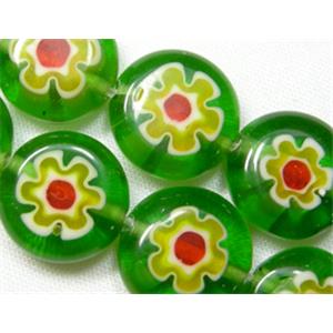 Flat round Millefiori glass-single flower, 10mm dia, 40beads per st. [MG-SFRD-10MM-S09]