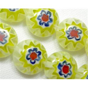 Flat round Millefiori glass-single flower, 8mm dia, 50beads per st. [MG-SFRD-8MM-S11]