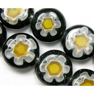 Millefleurs Glass Beads, Flat Round, 10mm dia, 40beads per st. [MG-SFRD-10MM-S16]