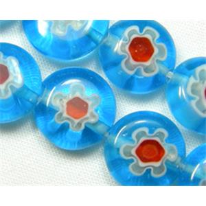 Flat round Millefiori glass-single flower, 8mm dia, 50beads per st. [MG-SFRD-8MM-S20]