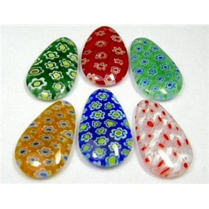 Millefiori glass Teardrop pendant-multi flower&mixed, 15X25MM [MGPD003]
