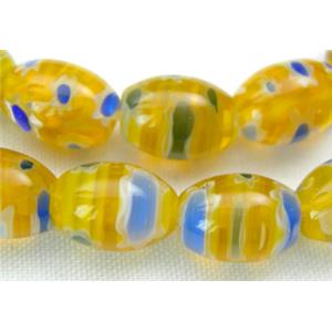 String of Millefiori Glass Rice Shape, 6x8mm, 50beads per st. [MG-RICE-6X8-M13]