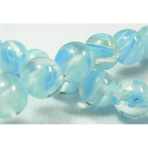 16 inch string round multi flower millefiori glass, 6mm diameter, 66beads per st. [MG-RD-6MM-AQUA]