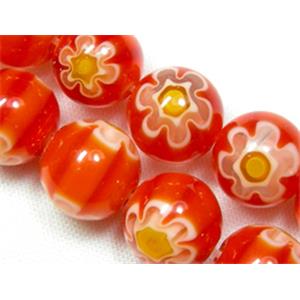 Round Millefiori glass-single flower, 10mm dia, 40beads per st. [MG-SRD-10MM-S03]