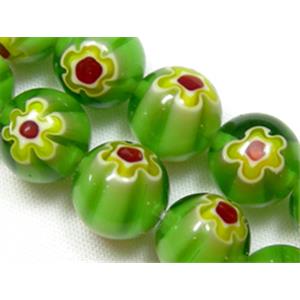 Millefiory Glass Beads, round, single flower, 10mm dia, 40beads per st. [MG-SRD-10MM-S09]