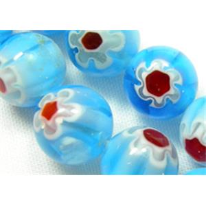 Round Millefiori glass-single flower, 10mm dia, 40beads per st. [MG-SRD-10MM-S20]