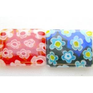 String of Square Mix Color Millefiori Glass, 10x12mm, 33 pcs per st [MG-MIXSQUA-10X12MM-S21]