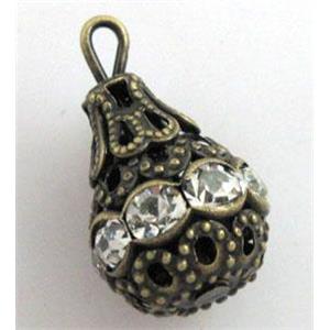 handcraft Rhinestone pendant, antique bronze, 10mm ball [RBPD31]