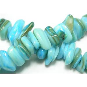 15.5 inches string of freshwater shell beads, freeform, blue, 7~13mm, 120 beads per strand [SHE-ER-01]
