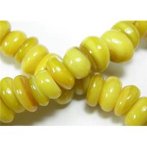 15.5 inches string of freshwater shell beads, freeform, yellow, 5~8mm, 110 beads per strand [SHE-ER-03]
