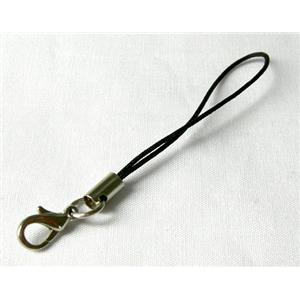 String hanger black color with copper ends&jumpring&clasp, 45mm circinal [FG-SHCLA-BLACK]
