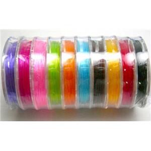 Crystal Cord for jewelry binding, stretchy, mixed color, 0.6mm, 10 meters per roll [WIREMIX-ELA06MM]