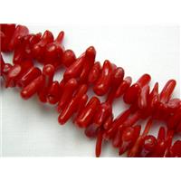coral beads chip, dyed, deep red, approx 4-12mm, 16 inch [CRCS02]