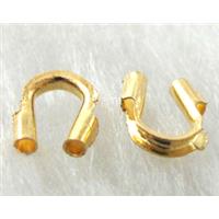 Wire Thimble Protectors, Copper, U-shaped, Golden plated, 4x5mm [FD092GP]