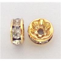 colorfast rhinestone spacer bead, copper, gold plated, approx 12mm dia [FD152-12MM]