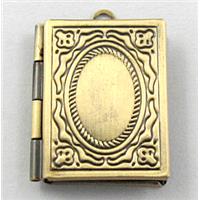 Locket pendant for necklace, copper, Bronze plated, 18x23mm, nickel free [FDCPD108BP]
