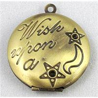 necklace Locket pendant, copper, bronze, approx 27mm dia, nickel free [FDCPD174]