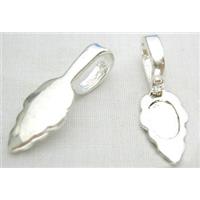 Glue-on Bail, copper, silver plated, approx 6x16mm [FDMLPSP001-6X16]