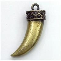 alloy horn pendant with rhinestone, bronze, approx 13-35mm [FDSTYA2162]