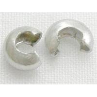 Crimp Cover Beads, copper, silver plated, approx 5mm dia [FDCC004SP-5MM]