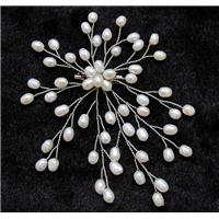 handmade brooch with freshwater pearl beads, approx 89-108mm [FGOTH29]
