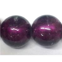 Sterling Silver Foil Round glass bead, dark purple, 18mm dia, 22pcs per st [FGRD16-925]