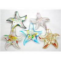 Mix Handmade Foil Glass starfish pendant, 60mm diameter [FGS-PD-STARF02-60MM]