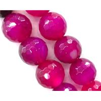 faceted round agate beads, hotpink, 12mm dia, approx 31pcs per st [GA57]