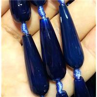 dark-blue agate beads, faceted teardrop, approx 10x30mm, 15.5 inches [GA602]