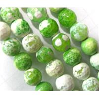 green Fire Agate beads, faceted round, 20mm dia, approx 20pcs per st [GA80-20MM]