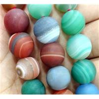 round matte stripe agate beads in mix color, approx 12mm dia, 31pcs per st [GA945-12MM]